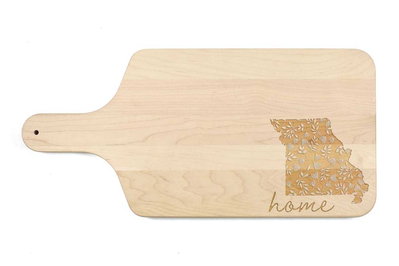17" Floral Home State Maple Paddle Cutting Board